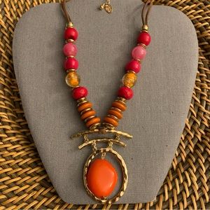 Erica Lyons Chunky Beaded Red Necklace